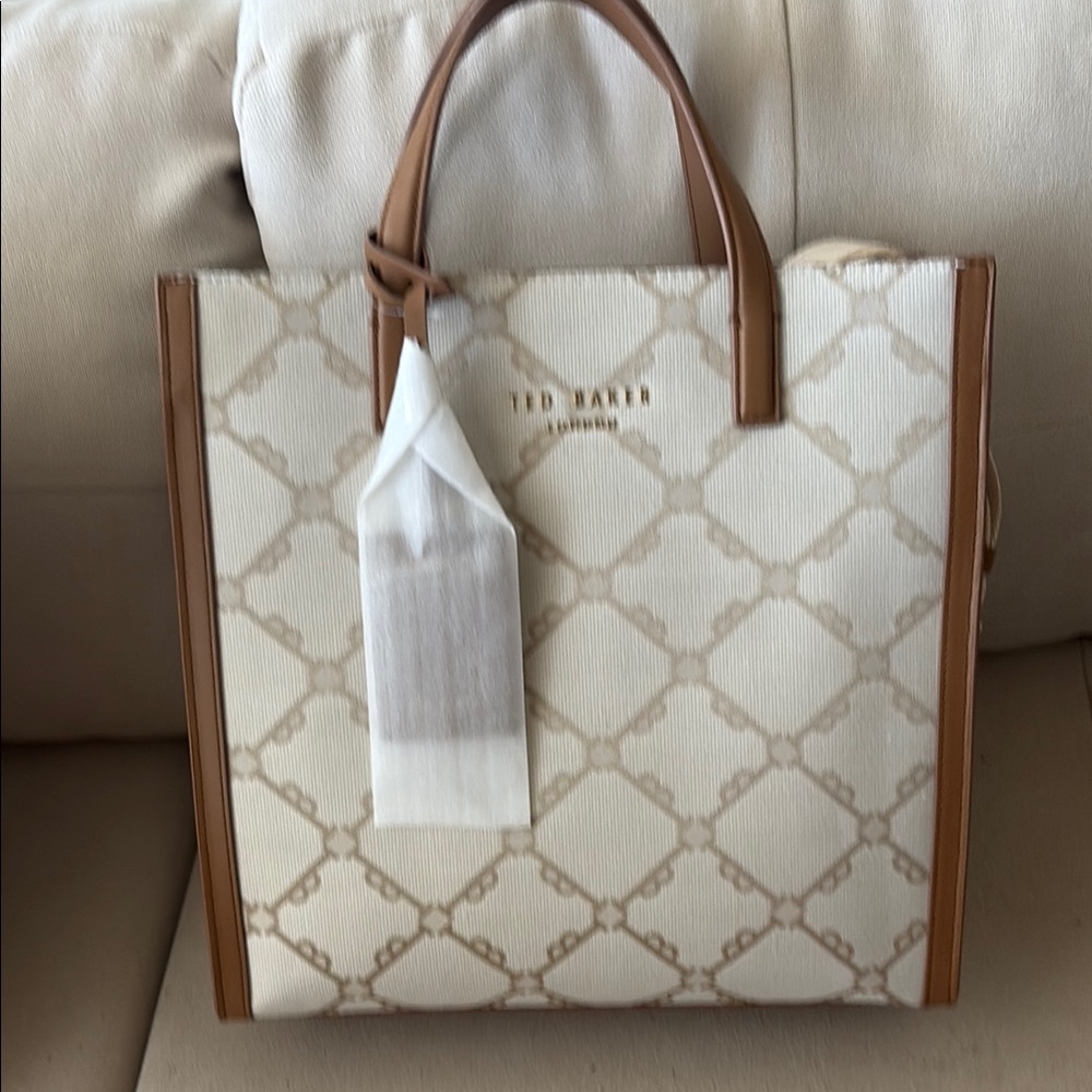 Ted Baker Cream and Tan Geometric Tote Bag , new with tag